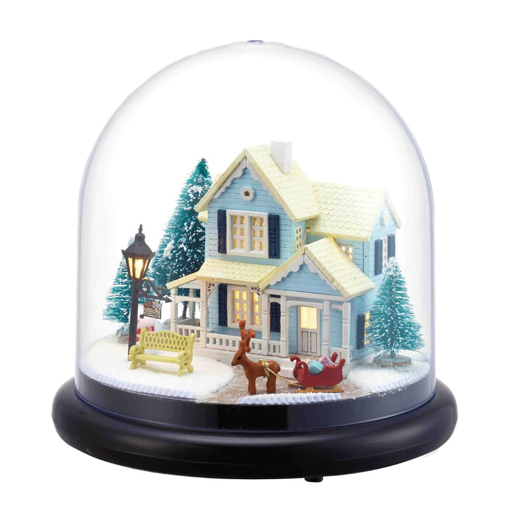 miniature dollhouse globe winter wonderland - miniature owl