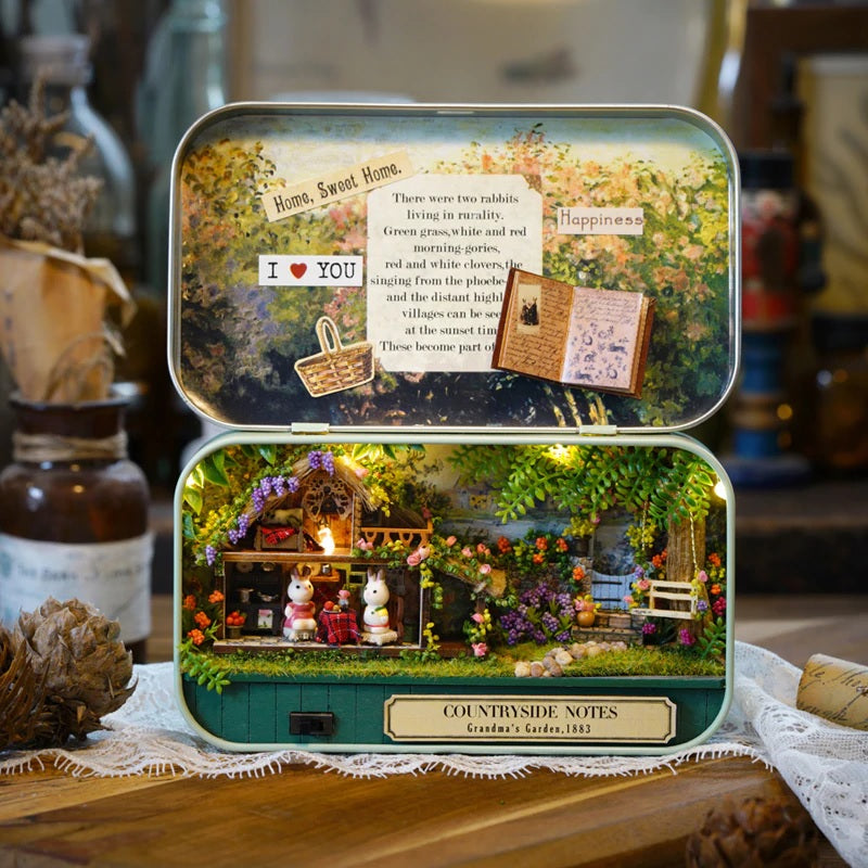 Miniature Tin Box Theatre "Countryside Notes" - Miniature Owl