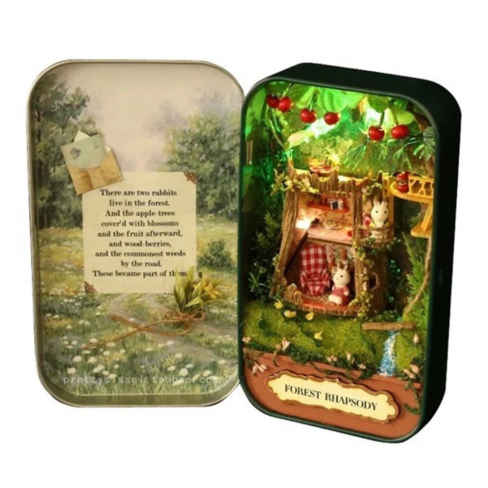 Miniature Tin Box Theatre "Forest Rhapsody" - Miniature Owl