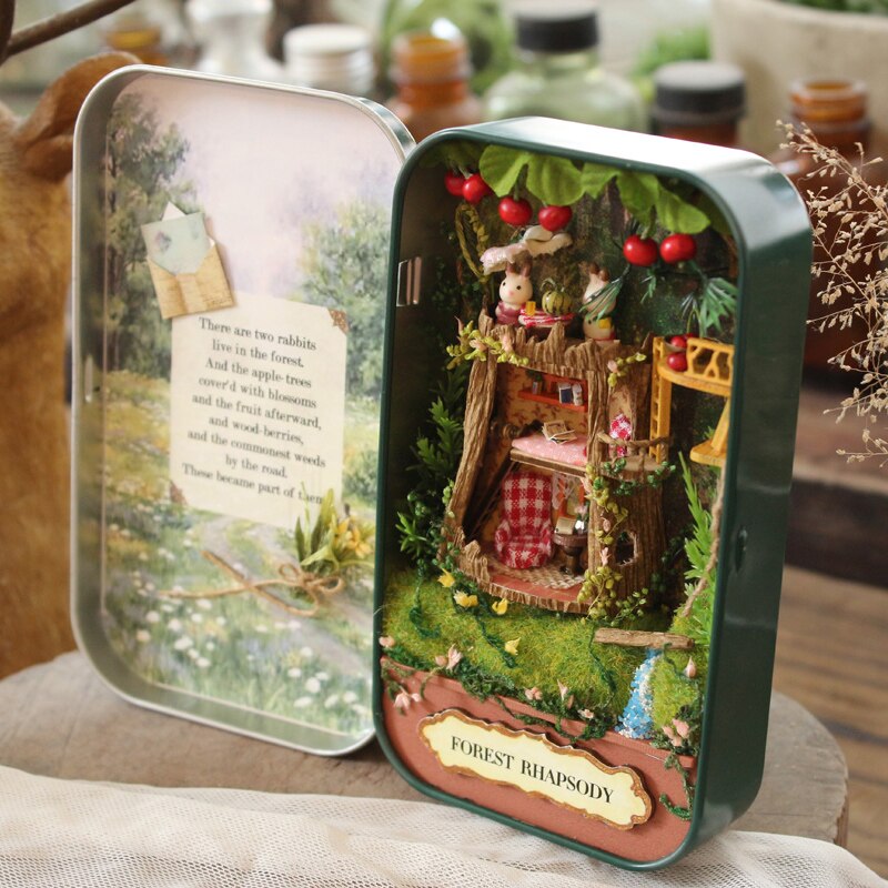 Miniature Tin Box Theatre "Forest Rhapsody" - Miniature Owl