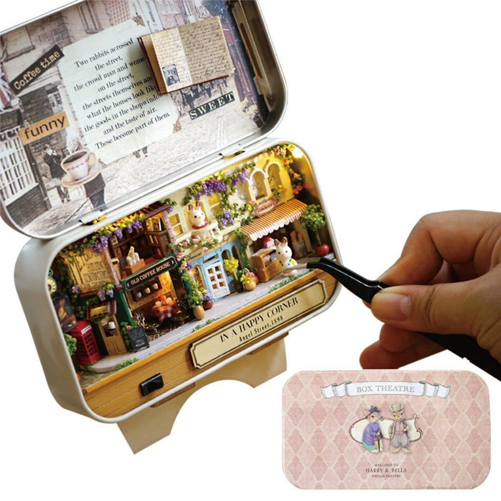 Miniature Tin Box Theatre "In a Happy Corner" - Miniature Owl