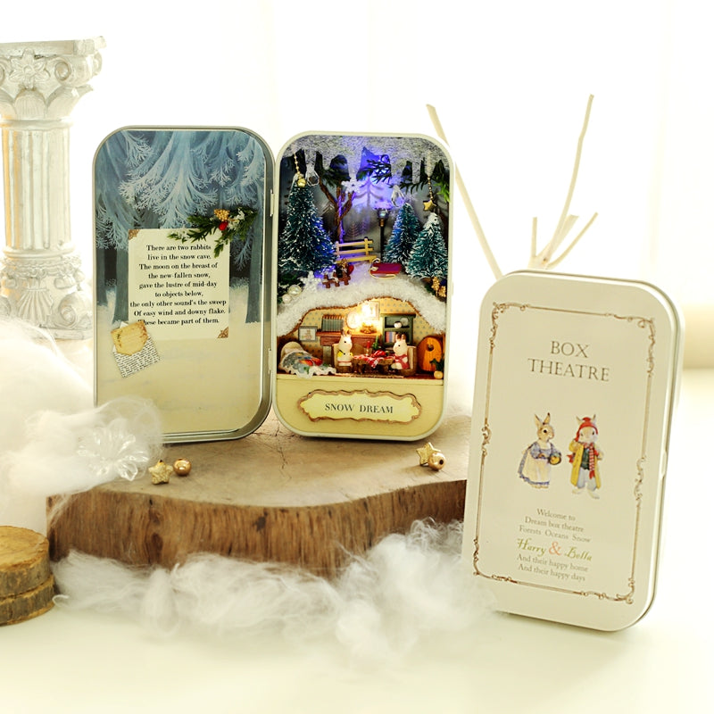Miniature Tin Box Theatre "Snow Dream" - Miniature Owl