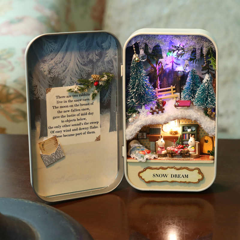 Miniature Tin Box Theatre "Snow Dream" - Miniature Owl