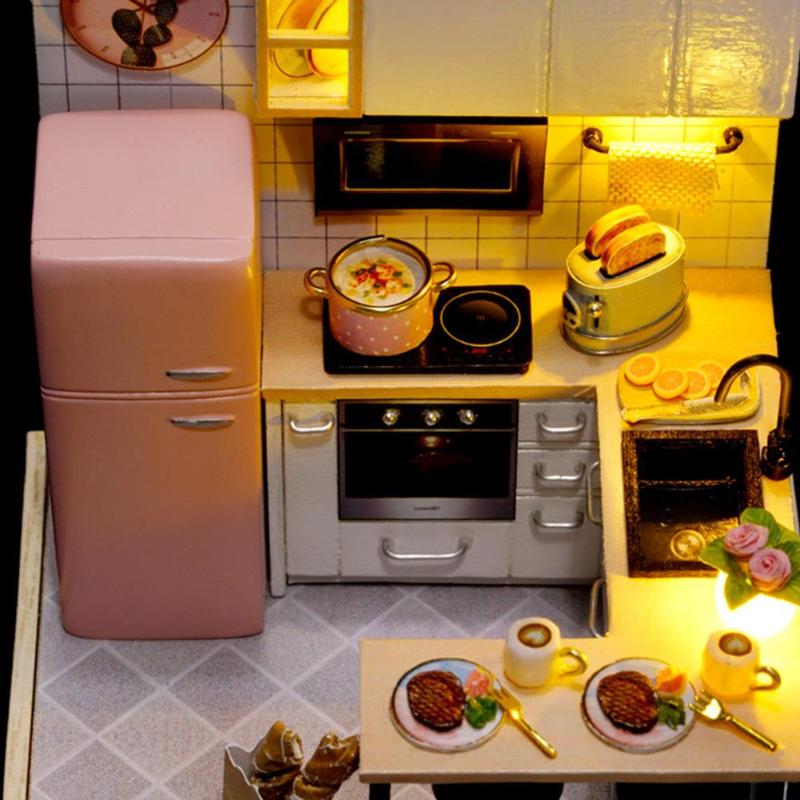 Miniature Dollhouse Mini Kitchen with FREE Case Cover "Taste of Life" - Miniature Owl