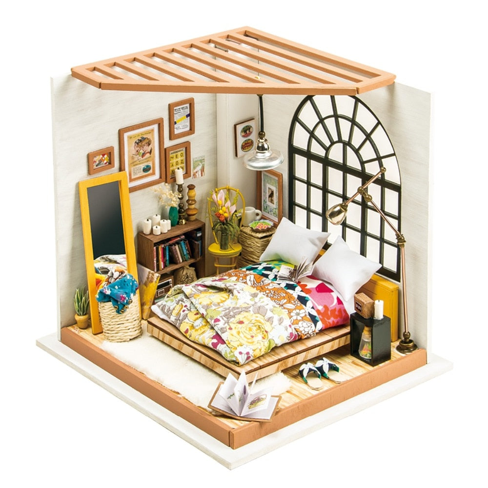 DIY Miniature Dollhouse Bedroom "Alice's Bedroom" - Miniature Owl