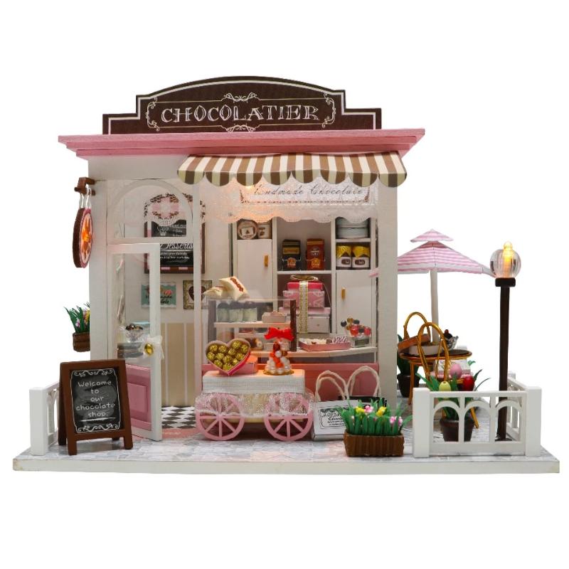 Miniature Dollhouse Chocolate Shop "Bella's Chocolatier" (with case cover option) - Miniature Owl