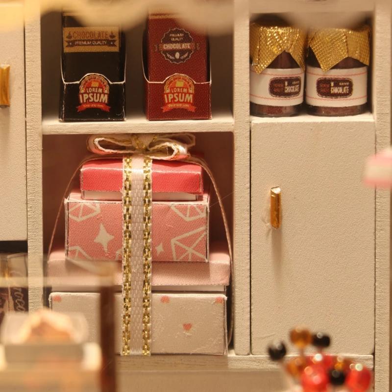 Miniature Dollhouse Chocolate Shop "Bella's Chocolatier" (with case cover option) - Miniature Owl