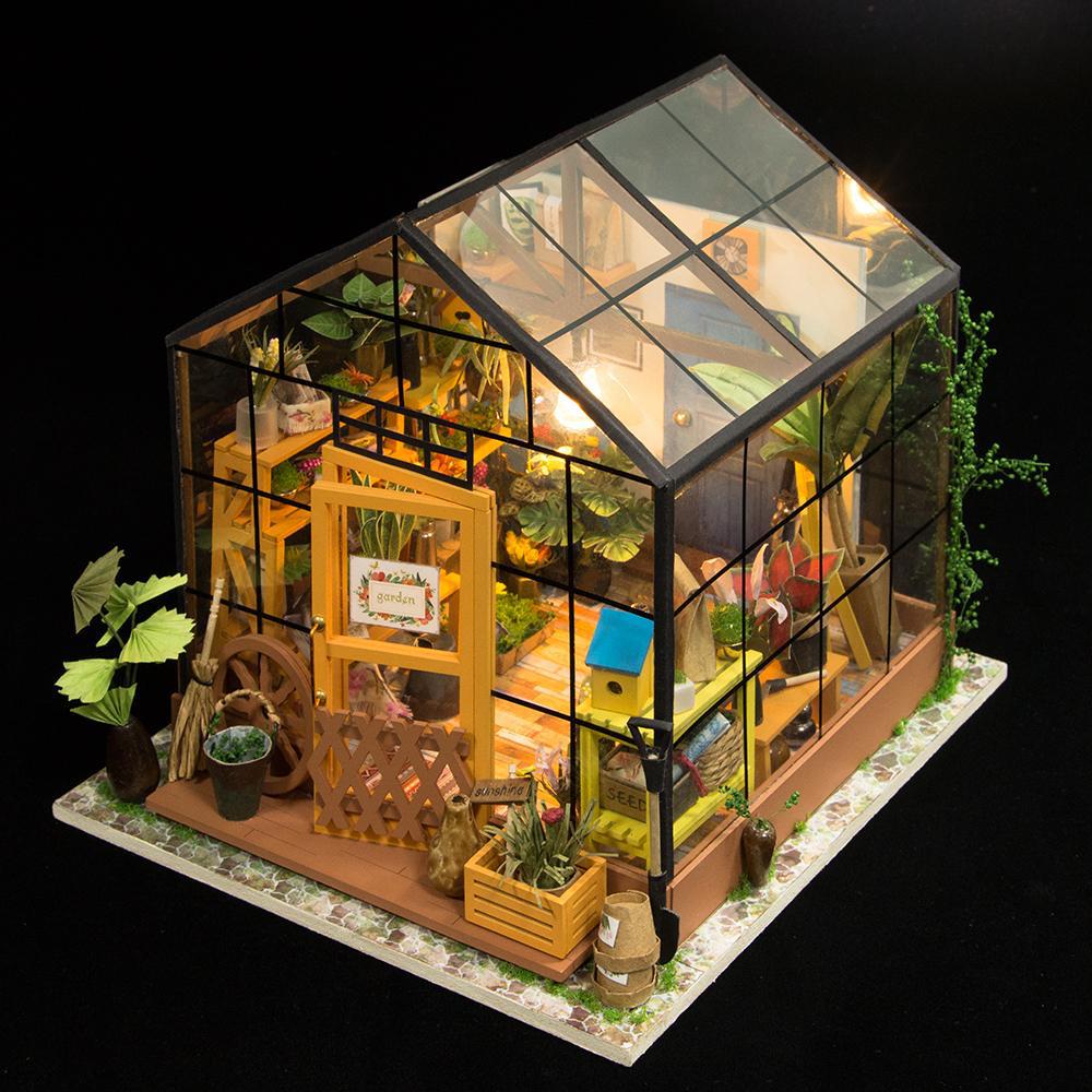 Miniature Dollhouse Greenhouse "Cathy's Flower Garden" - Miniature Owl