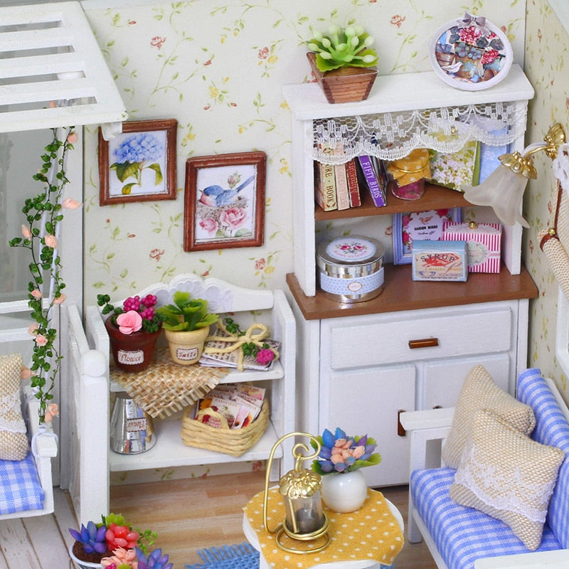 Miniature Dollhouse Living Room "Kitten Country Home" - Miniature Owl