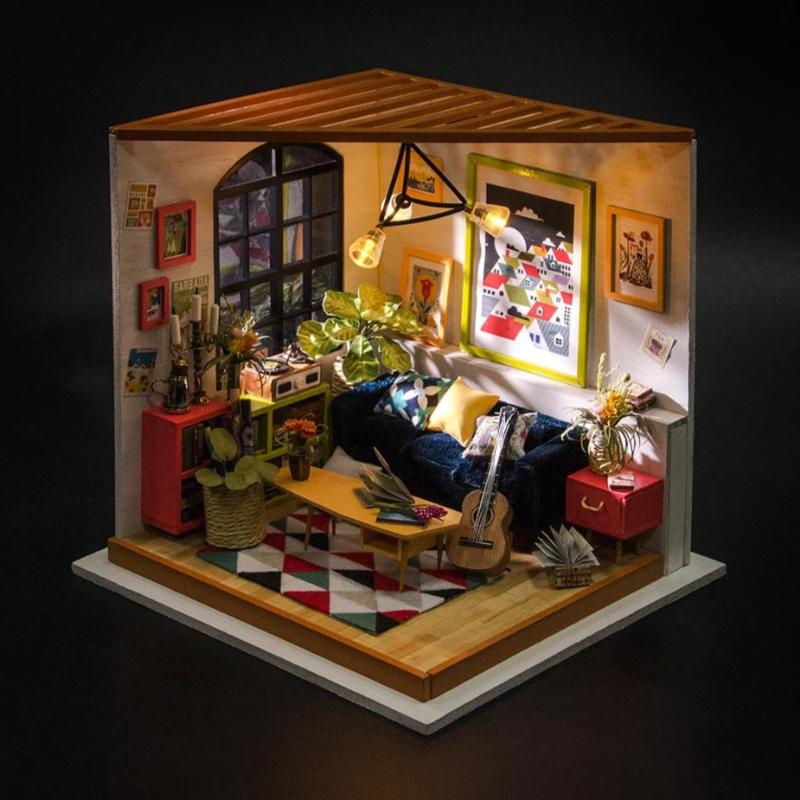 Miniature Dollhouse Living Room "Locus's Sitting Room" - Miniature Owl