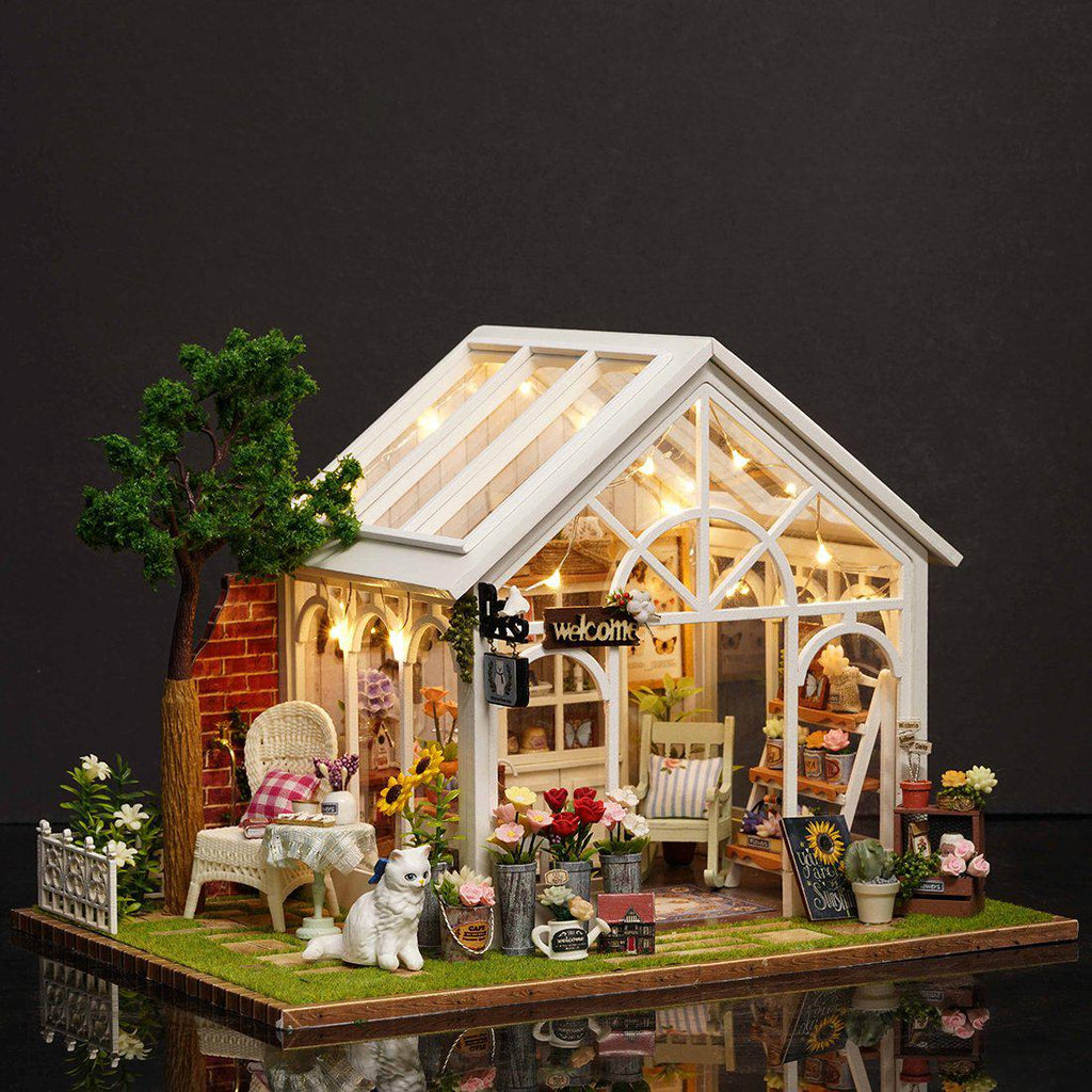 Miniature Dollhouse Rose Garden Collection "Romantic Greenhouse" (with case cover option) - Miniature Owl