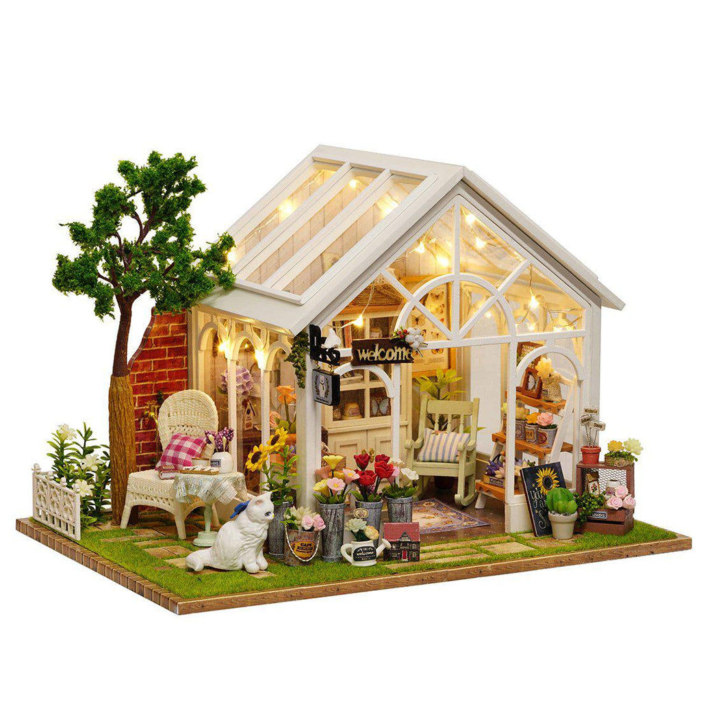 Miniature Dollhouse Rose Garden Collection "Romantic Greenhouse" (with case cover option) - Miniature Owl