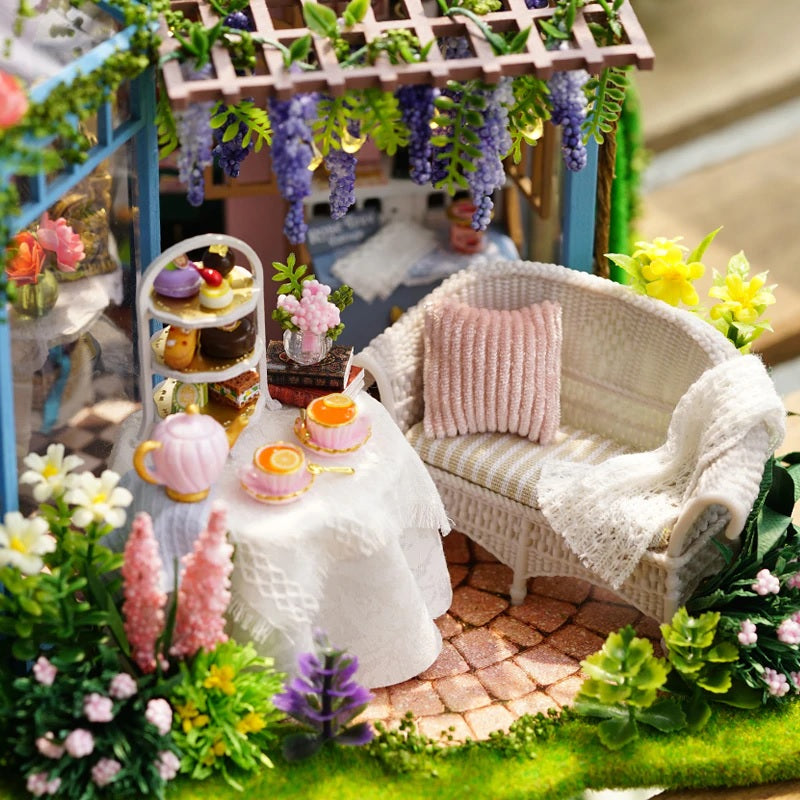 Miniature Dollhouse Rose Garden Collection "Rose Garden Tea House" (with case cover option) - Miniature Owl