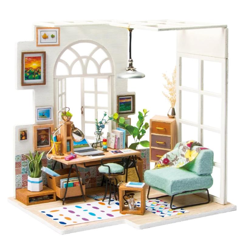 Miniature Dollhouse Living Room "SOHO Living" - Miniature Owl